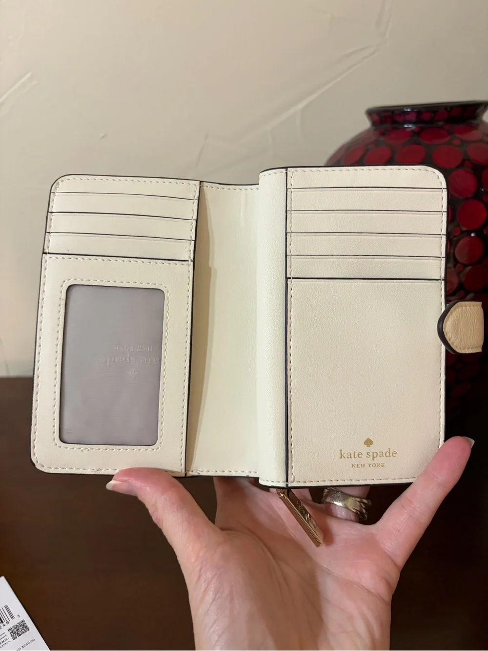 kate spade Meringue Bridget Crinkle Patent Medium Compact Bifold Wallet